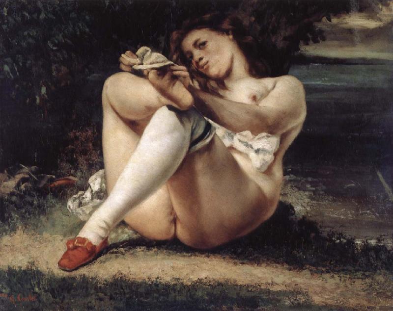 Gustave Courbet Woman with White Stockings Norge oil painting art